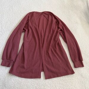 SHEIN Textured Knit Cardigan in Deep Rose L